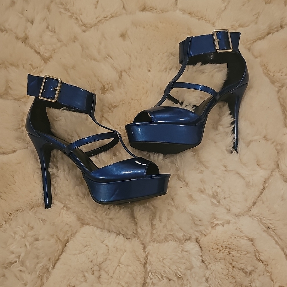 Candie's Shiny Blue Platform Heels